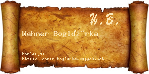 Wehner Boglárka névjegykártya